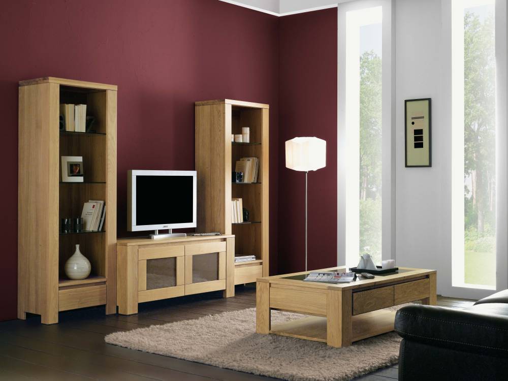 mobila moderna sufragerie/living din lemn masiv de stejar OSLO GLASS
