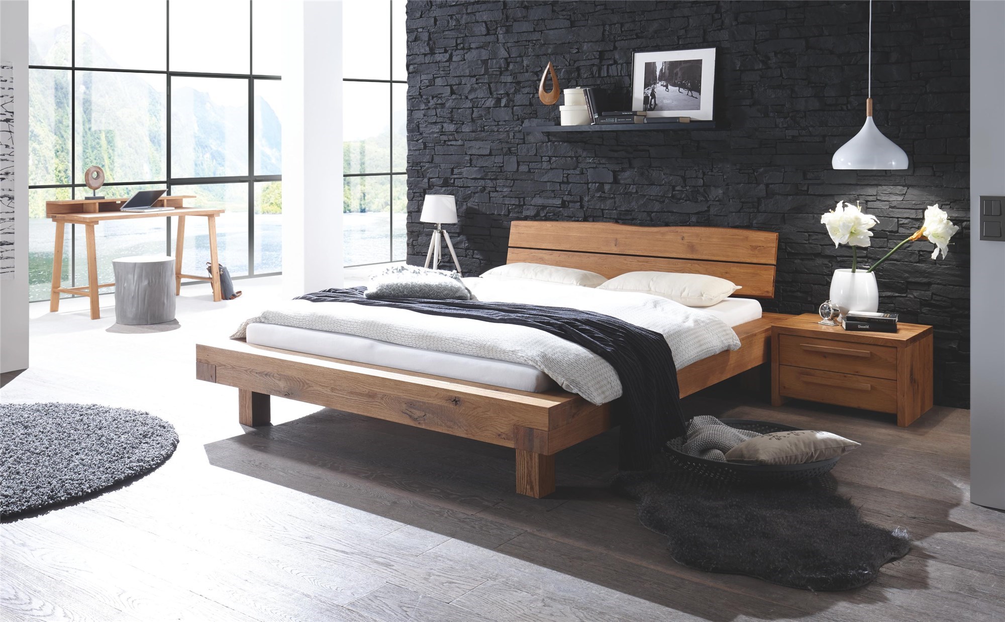 mobila dormitor COMO din lemn masiv de stejar