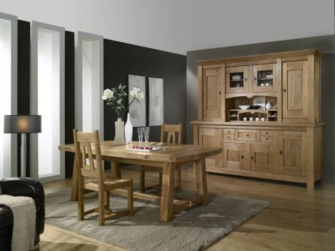 Mobila living dining lemn masiv stejar CAMPAGNE