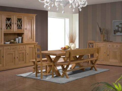 Ansamblu mobila clasica living & dining BRISTOL 2 din lemn masiv de stejar