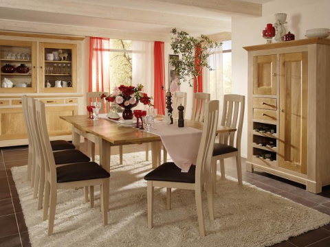 mobila moderna dining / bucatarie/living din lemn masiv de stejar LUMIERE